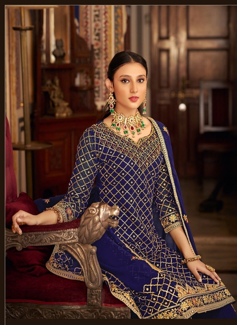 Sabah Zeel Embroidery Sharara Salwar Kameez Catalog
